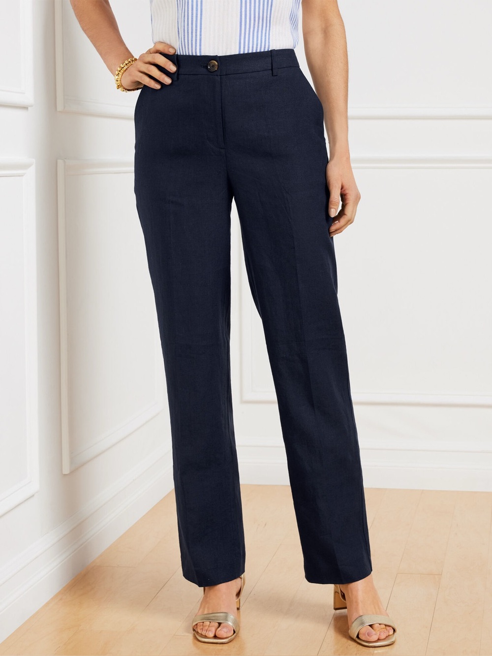 Talbots 100% Linen Southampton Straight Leg Pants Office Summer.      11